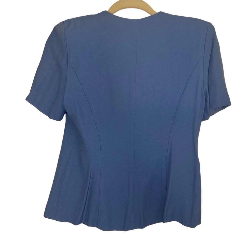 Vintage DANNY & NICOLE Blue Short Sleeve Double Breasted Blazer Blouse Size 4P - Picture 4 of 5
